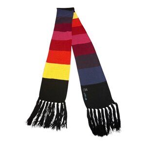Kenneth Cole Reaction Rainbow Stripe Knit Scarf with Fringe Y2K